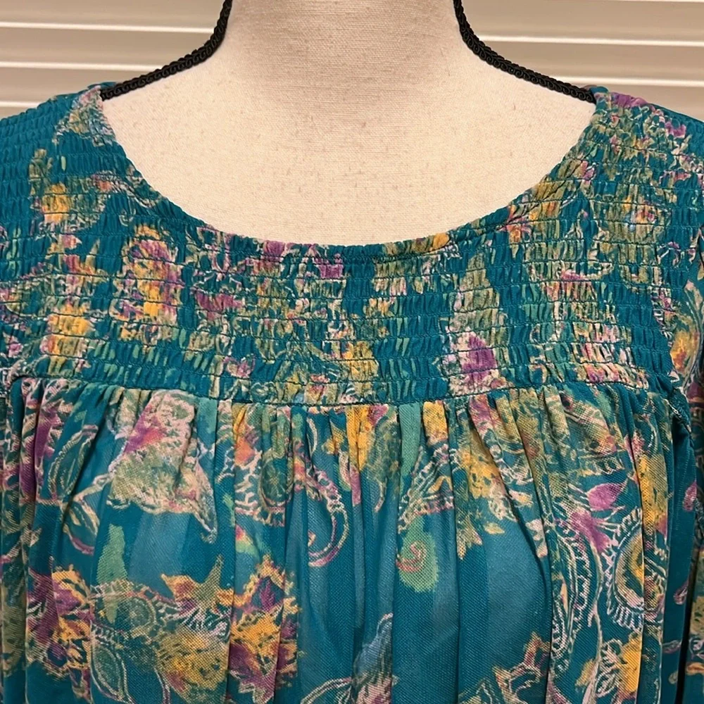 Free People Up For Anything Blouse in Emerald Combo, Size Small - Picture 4 of 17